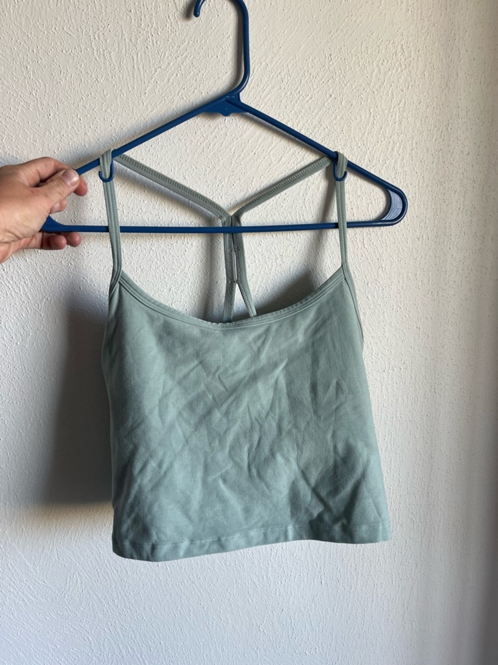 Women’s Sage Green Strappy Crop Tank Top